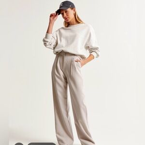 Abercrombie & Fitch Light Taupe Sloane Wide Leg Truosers